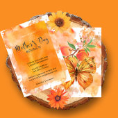 オレンジウォーターカラーマザーズデイブランチ招待状 招待状