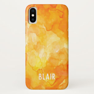 オレンジウォーターカラーマッシュアップアップルiPhone Xケース iPhone X ケース
