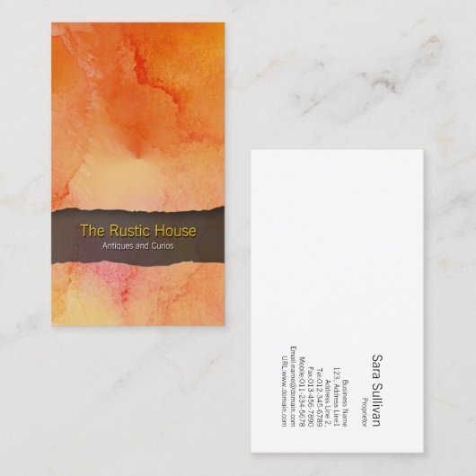 オレンジウォーターカラー洗浄小売り取引名刺 名刺 (正面/裏面)