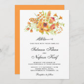 オレンジウォーター色フローライスラム結婚教徒 招待状 (正面/裏面)