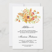 オレンジウォーター色フローラベビーガールAqikah 招待状 (正面)