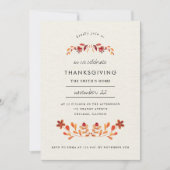 オレンジウォーター色フローラ感謝祭パーティー 招待状 (正面)
