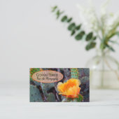 オレンジウチワサボテンのオプンティアのサボテンの花の写真 名刺 (スタンド正面)