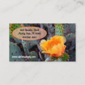 オレンジウチワサボテンのオプンティアのサボテンの花の写真 名刺 (裏面)