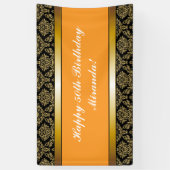 オレンジエイジ金ゴールドエレガント誕生日バナー 横断幕 (縦)