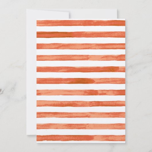 オレンジエイド 水彩 ストライプ & ゴールドレタリング 招待状 (裏面)