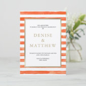 オレンジエイド 水彩 ストライプ & ゴールドレタリング 招待状 (スタンド正面)