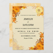 オレンジエステティック結婚式招待状 招待状 (正面/裏面)