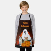 オレンジエプロン おばけ ハロウィン 墓場 エプロン (着用した状態)