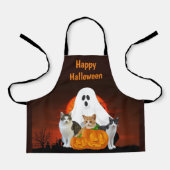 オレンジエプロン おばけ ハロウィン 墓場 エプロン (正面)