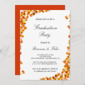 オレンジエレガントとイエローのフローラ卒業パーティー 招待状 (正面/裏面)