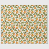 オレンジエレガントとクリスマスツリーの枝 ラッピングペーパー (フラット)