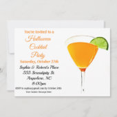 オレンジエレガントとブラックのハロウィーンカクテルパーティー 招待状 (正面)