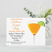 オレンジエレガントとブラックのハロウィーンカクテルパーティー 招待状 (スタンド正面)