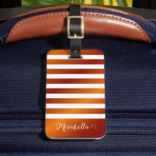 オレンジエレガントと白の名前をカスタムする ラゲッジタグ (正面インサイチュ2)