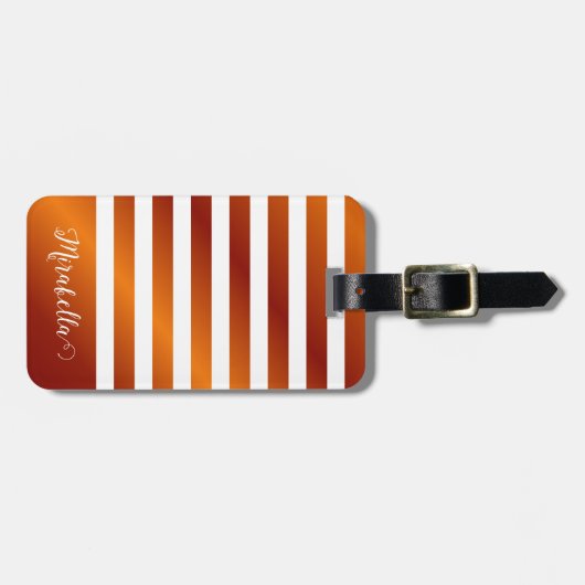 オレンジエレガントと白の名前をカスタムする ラゲッジタグ (正面横)