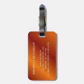 オレンジエレガントと白の名前をカスタムする ラゲッジタグ (裏面縦)