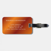 オレンジエレガントと白の名前をカスタムする ラゲッジタグ (裏面横)