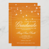 オレンジエレガントな卒業パーティーきらめくなライン 招待状 (正面/裏面)