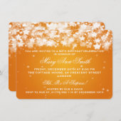 オレンジエレガントな第50誕生会の眩ます星 招待状 (正面/裏面)