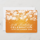 オレンジエレガントな第50誕生会の眩ます星 招待状 (裏面)