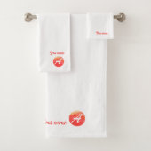 オレンジエレガントの波状サークルモノグラム浴用タオルセット バスタオルセット (インサイチュ)