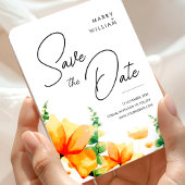 オレンジエレガントの結婚式は日付を保存 マグネット