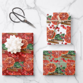 オレンジエレガントスライスのシナモンスティック ラッピングペーパーシート