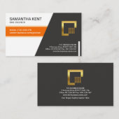 オレンジエレガントトストライプラベジウムエンジニアリング 名刺 (正面/裏面)