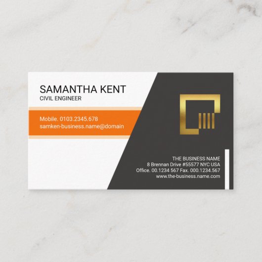 オレンジエレガントトストライプラベジウムエンジニアリング 名刺 (正面)