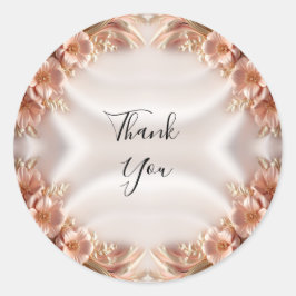 オレンジエレガントピーチフローラシール ラウンドシール