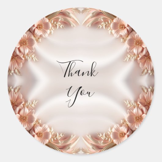 オレンジエレガントピーチフローラシール ラウンドシール (正面)