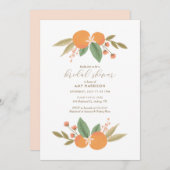 オレンジエレガントフローラシトラスブライダルシャワー 招待状 (正面/裏面)