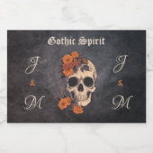 オレンジエレガントフローラスカルモノグラ結婚ムのミニ リキュールボトルラベル (シングルラベル)