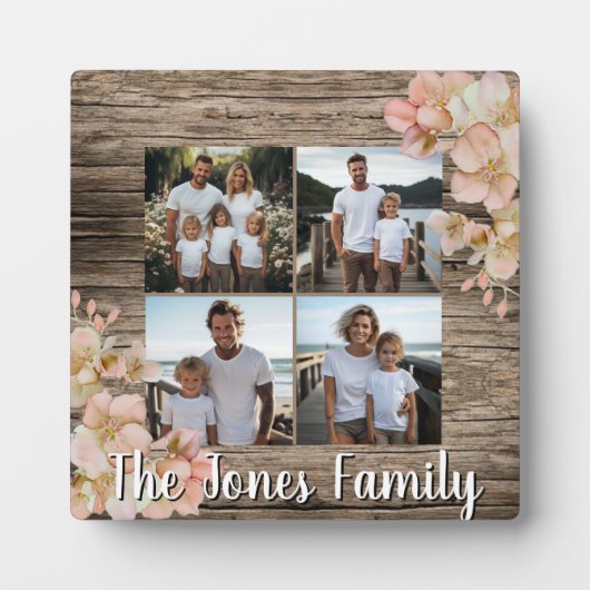 オレンジエレガントフローラパーソナライズされた4枚 フォトプラーク (正面)