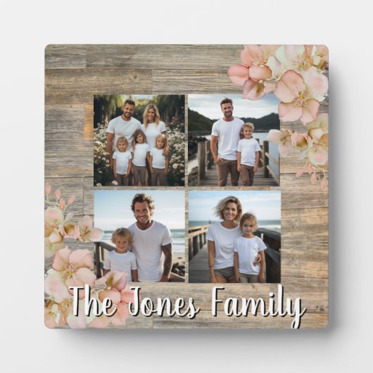 オレンジエレガントフローラ動揺してウッド4枚 フォトプラーク (正面)