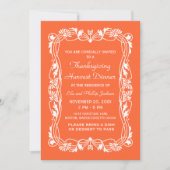 オレンジエレガントボーダー感謝祭招待状 招待状 (正面)