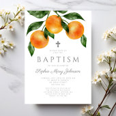 オレンジエレガント植物学ガールバプテスマ 招待状
