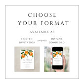 オレンジエレガント植物学ガールバプテスマ 招待状