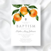オレンジエレガント植物学ガールバプテスマ 招待状