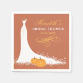 オレンジエレガント秋の結婚式ガウンブライダルシャワー スタンダードカクテルナプキン (正面)