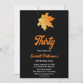 オレンジエレガント紅葉ブラック30歳の誕生日 招待状 (正面)