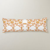 オレンジエレガント色と白のフローラ壁紙 ボディピロー (裏面)
