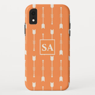 オレンジエレガント色と白の矢印 iPhone XRケース