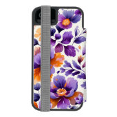 オレンジエレガント色と紫フローラ水色 | iPhone Incipio iPhoneウォレットケース (フォリオ裏面)