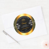 オレンジエレガント色のグラマーDecorブラック製品ラベル ラウンドシール (封筒)