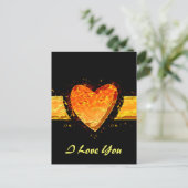 オレンジエレガント色のハートバレンタインデーのパーソナライズ シーズンポストカード (スタンド正面)