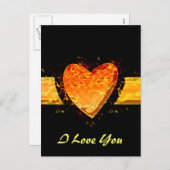 オレンジエレガント色のハートバレンタインデーのパーソナライズ シーズンポストカード (正面/裏面)