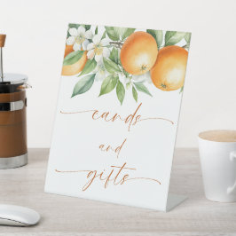 オレンジエレガント色のフローラカードとギフト 台座サイン