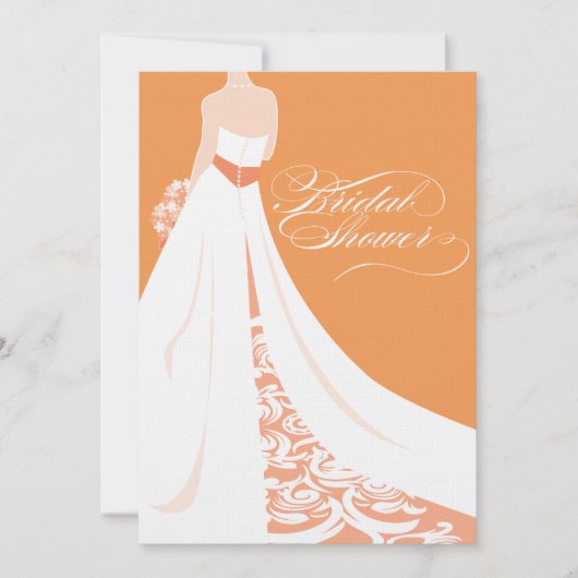 オレンジエレガント色のブライダルシャワー招待 招待状 (正面)